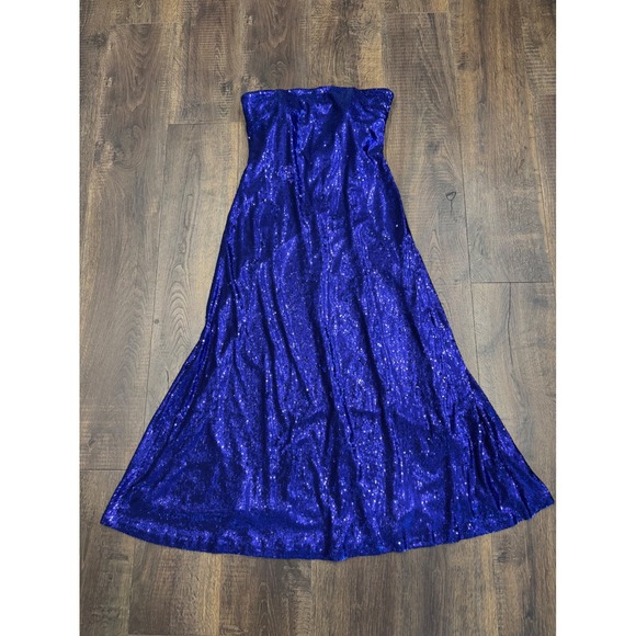 Halston Talia Sequin Gown Strapless Formal Maxi Dress‎ Prom Dress Size 8 - Picture 3 of 6